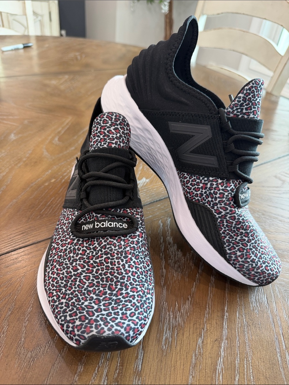 New Balance Women's Leopard-Print Athletic Sneakers in Black and Pink